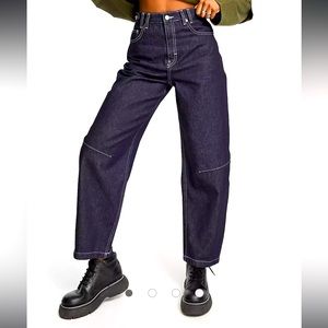 Top shop raw indigo barrel leg jeans size 28